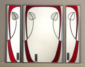 Three Mirror Set Mackintosh Bud & Swirls in Deep Red and Frost