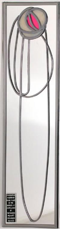 Single Mirror Art Nouveau in Ivory and Pink