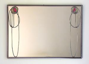 Mantlepiece Mirror Mackintosh Art Nouveau in Ivory and Pink