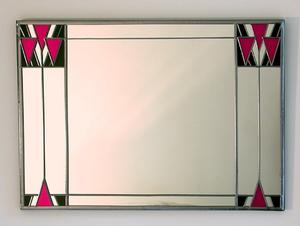 Mantlepiece Mirror Mackintosh Triangles in Cerise and Black