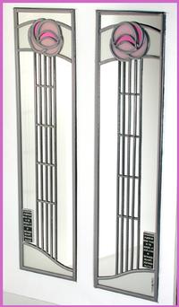 Matching Pair Mirror Art School Rosebud in Pink and Frost