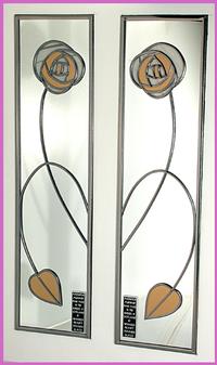 Matching Pair Mirror Rose and Leaf in Gold and White