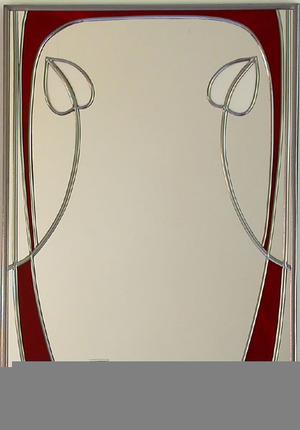 Rectangle Mirror Mackintosh Bud and Swirls in Deep Red and Frost