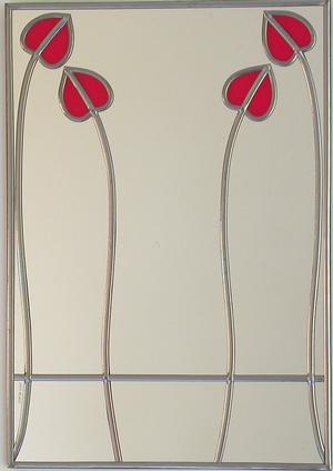 Rectangle Mirror Mackintosh Two Buds in Cerise