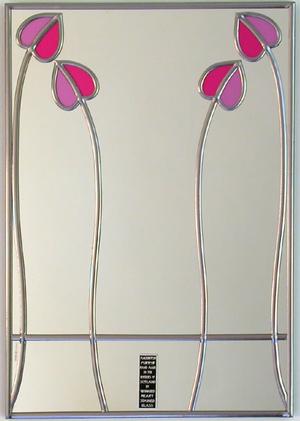 Rectangle Mirror Mackintosh Two Buds in Pink and Mauve