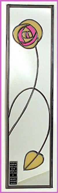 Single Mirror Rose & Leaf in Pink and Ivory