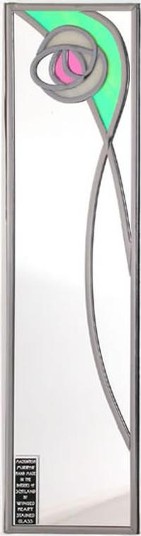 Single Mirror Single Rose in Green and Ivory