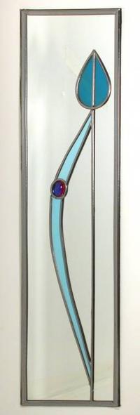 Single Mirror Jewelled Tulip in Aqua and Pale Blue