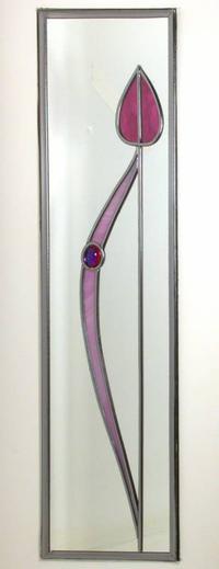 Single Mirror Jewelled Tulip in Cerise and Mauve