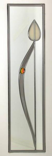 Single Mirror Jewelled Tulip in Cream and Grey