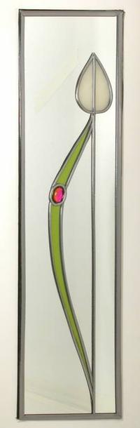 Single Mirror Jewelled Tulip in Cream and Kiwi