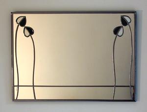 Mantlepiece Mirror Mackintosh Two Buds in Black and Frost