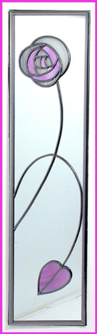 Single Mirror Rose & Leaf in White and Mauve